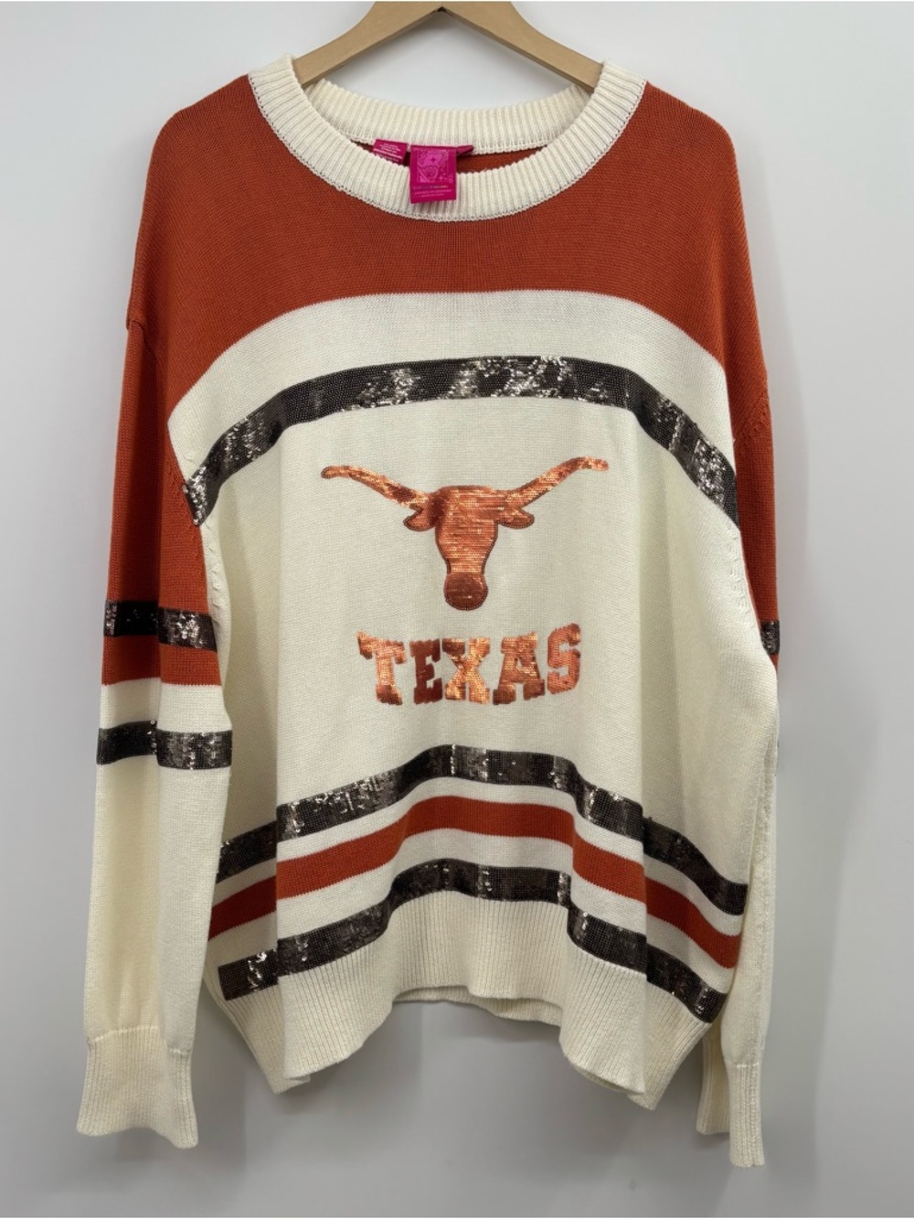 Longhorn Football Texas Queen of Sparkles Sequin Sweater Size L - Picture 2 of 7